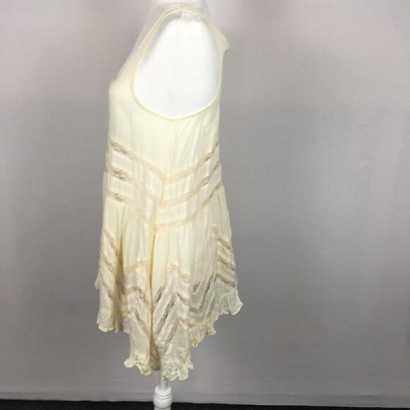 Free People Lace Trim Mini Dress Beige - Picture 3 of 8